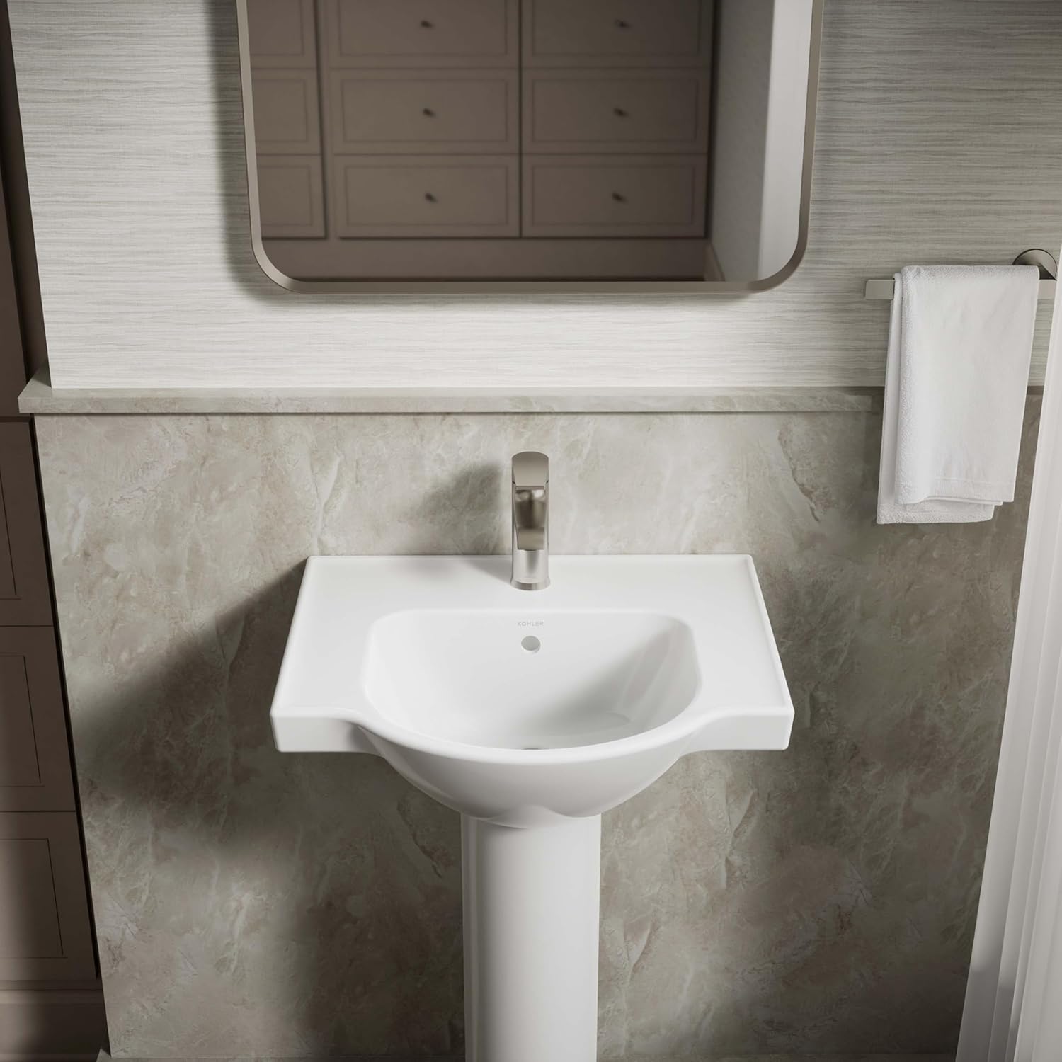 Kohler 5265-1-0 Veer 21" pedestal bathroom sink with single faucet hole