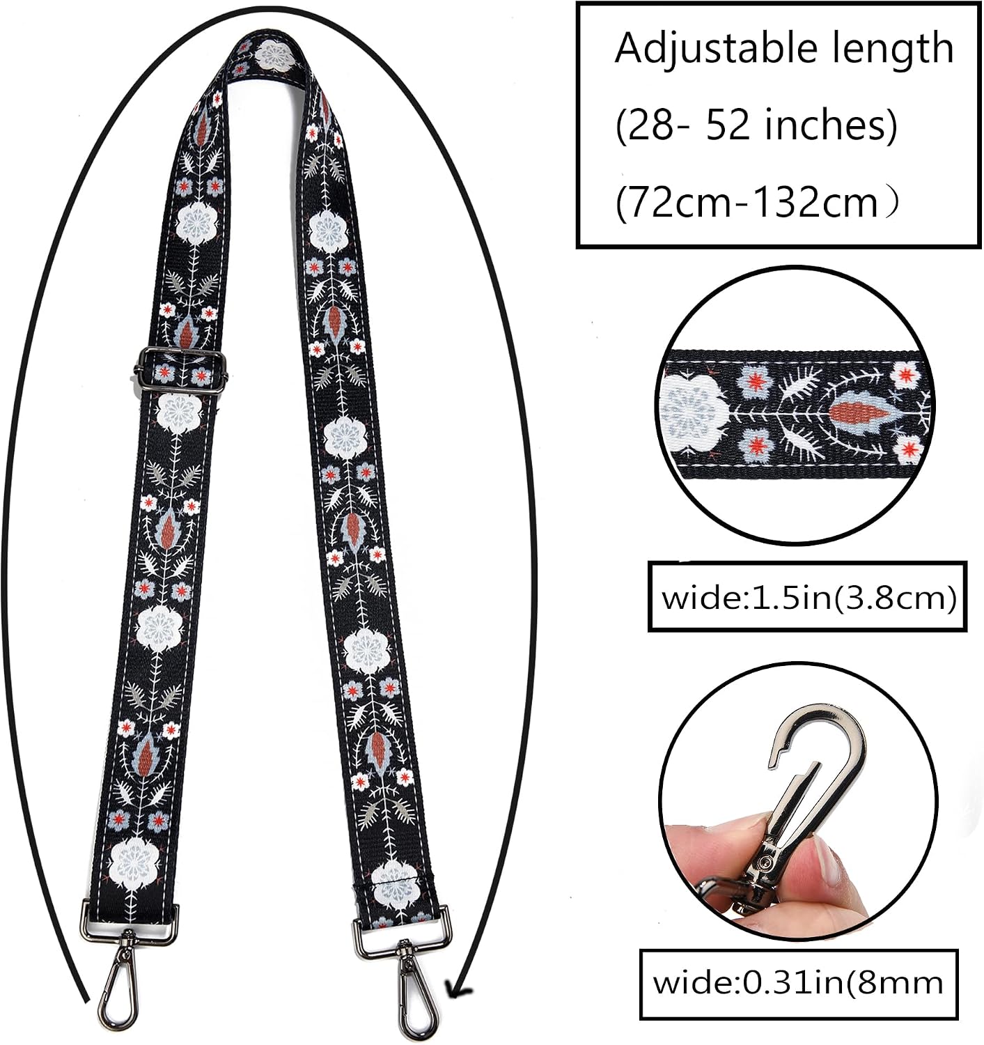Purse Strap Gold Hardware Replacement Crossbody Bag Strap, Wide Adjustable Shoulder Strap