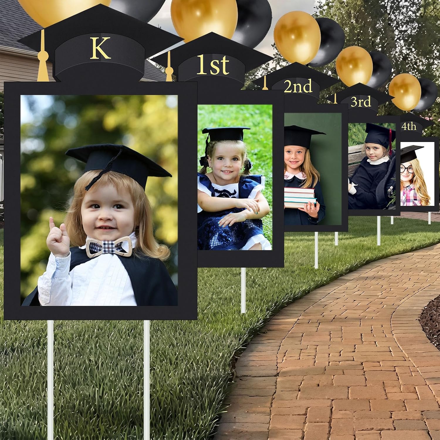 13 Pcs K-12 Graduation Photo Yard Signs with Stakes, Class of 2026 Outdoor Graduation Decoration Party Decor, Supports Photos up to 8 X10, Kindergarten Through Senior School Grade(Purple)
