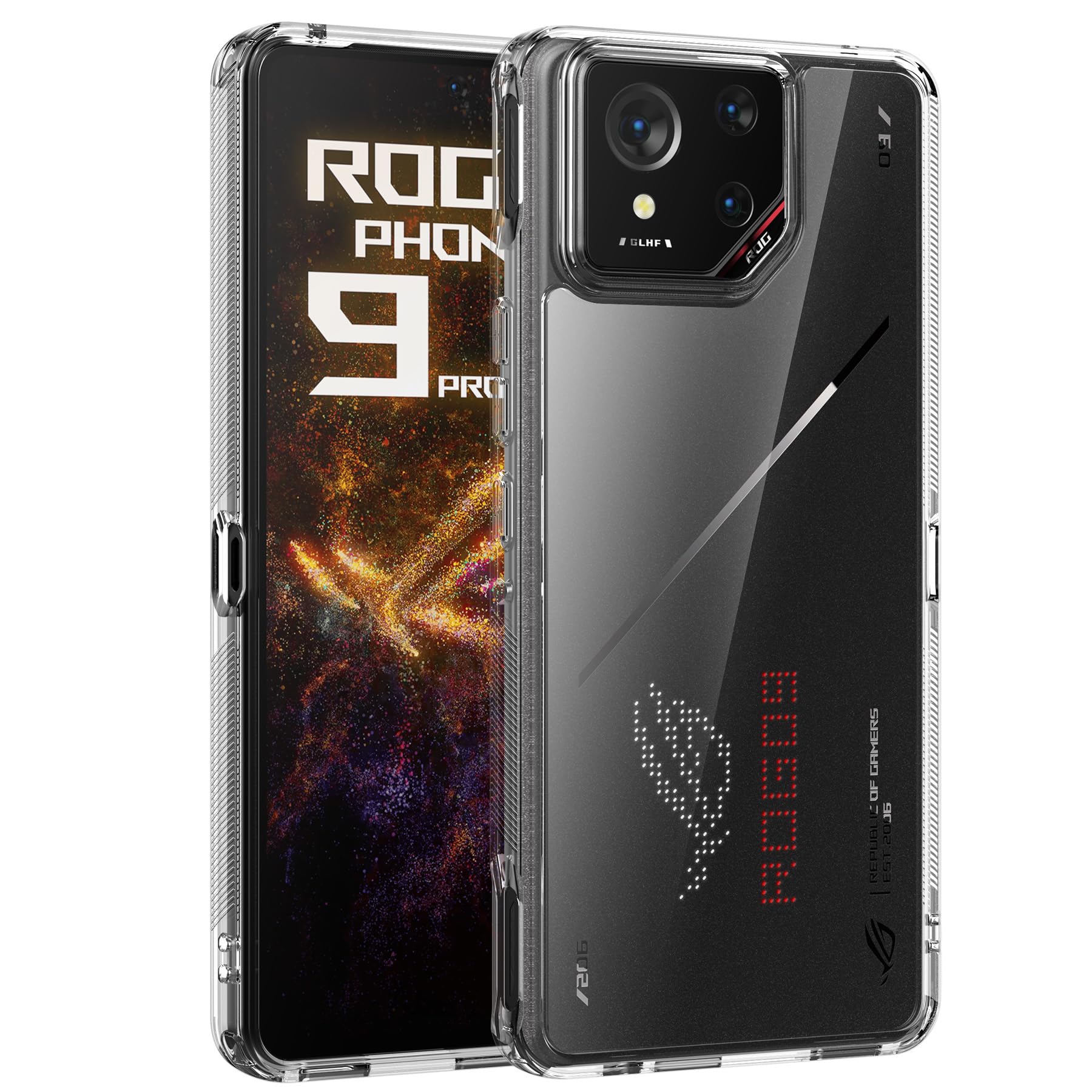 Crystal Clear Hard Back + Flexible TPU Bumper Shock-Proof Phone Case for ASUS ROG Phone 9/9 Pro - Transparent
