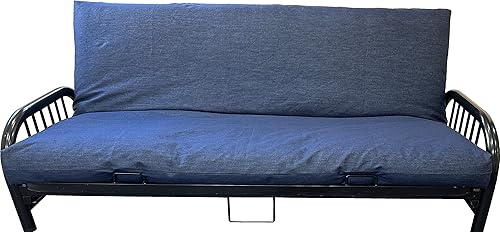 D&D Futon Furniture Real Jean - Fundas de colchón de futón de mezclilla, protector de colchón, fundas de cama (mezclilla oscura, matrimonial, 6 x 54
