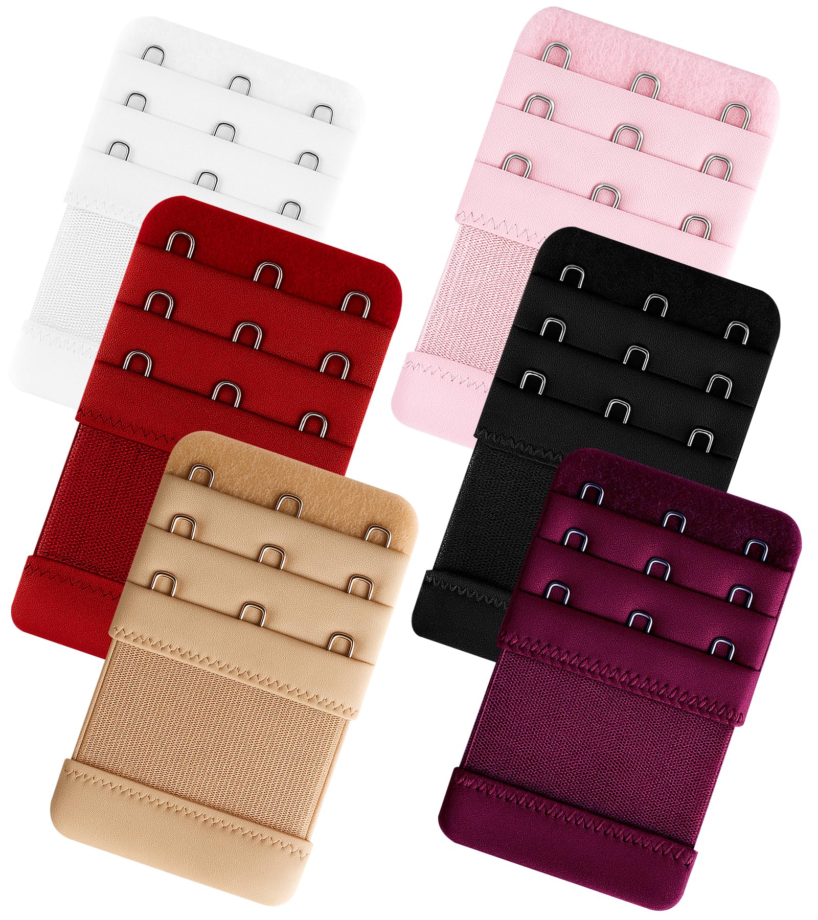 sona 6 Pcs Bra Extenders for Women 3 Hooks & 3 Rows Comfortable Stretchy Bra Extension Strap Multicolor-picture-42
