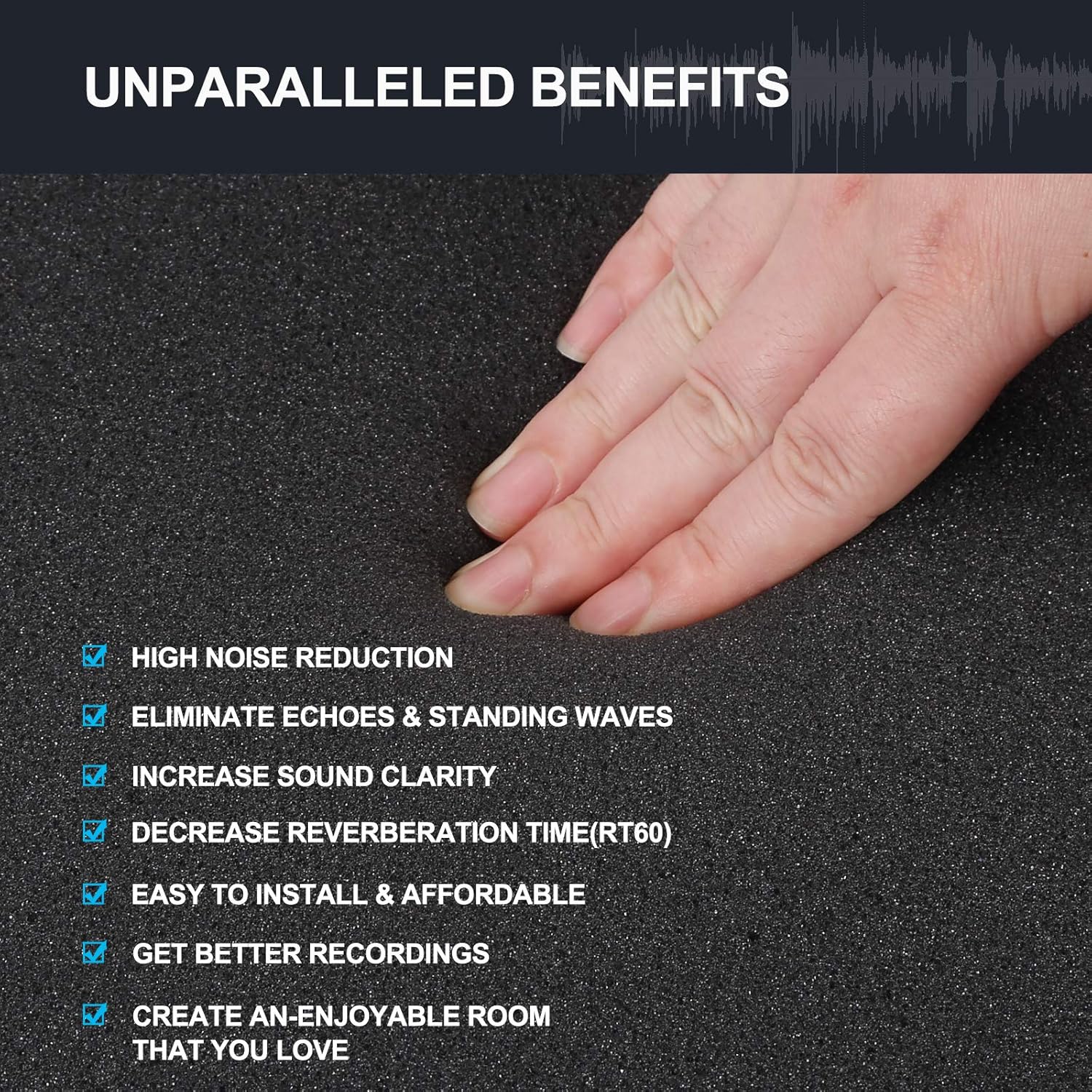 60 Pack Acoustic Panel Polyurethane Foam Sound Proof Acoustic Treatment Room Kit for Absorbing Sound on Walls, 1" X 12" X 12" Sound-Proof Material for Home Studio Ceiling (60 Pack) (60PCS)