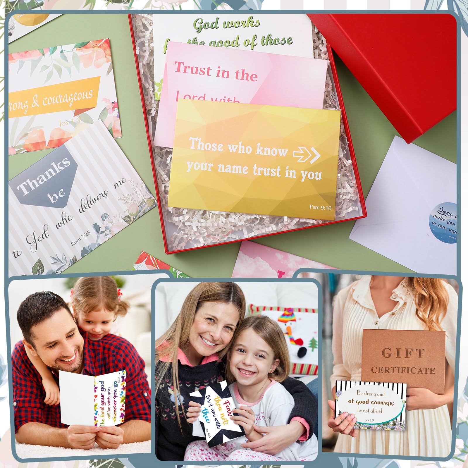 Outus Lot de 150 cartes de vœux avec versets de la Bible en vrac - Cartes de vœux inspirantes chrétiennes avec enveloppes - 10,2 x 15,2 cm - Versets de la Bible - 150 cartes de vœux religieuses avec