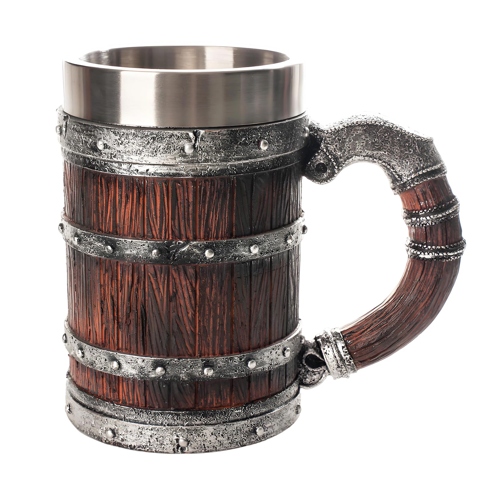 ZEPFJHE Themed Tankard Resin Construction Cup Stainless Steel Lined Drinkware with Handle Large Capacity Innovation Cup