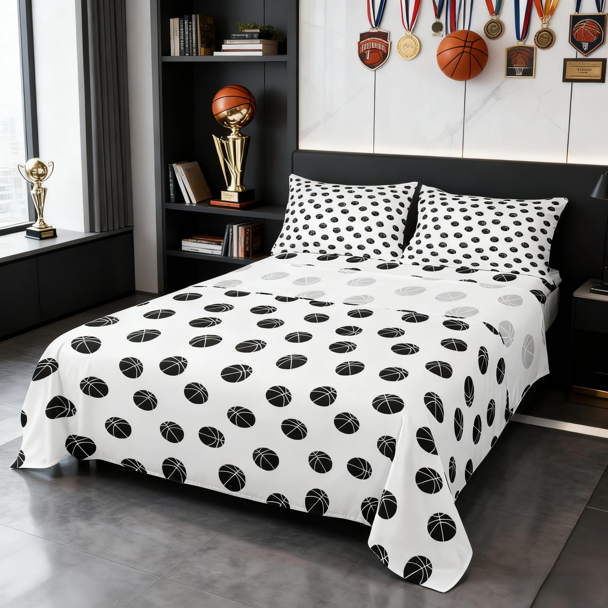Drap-housse basket et taies d'oreiller Manfei pour relooker une chambre d'ado fan de sport