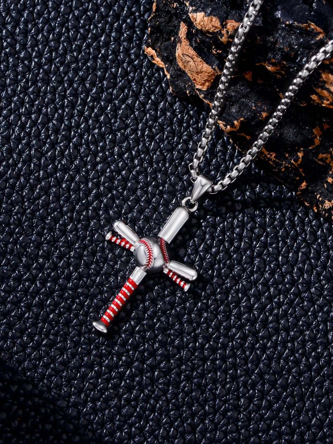 Baseball Necklace 925 Sterling Silver Baseball Cross Necklace Baseball Jewelry Gift for Men - Image 4
