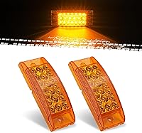 PVerandio 2pcs 6 Inch Amber 21-LED Rectangle Side Marker Turn Signal Lights for Trailer Truck RV Camper - Waterproof 12V