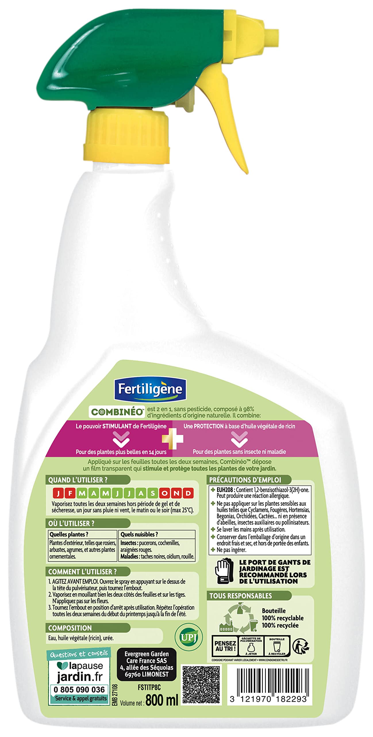 Fertiligène - Combinéo Stimule et Protège Toutes Plantes 800ml