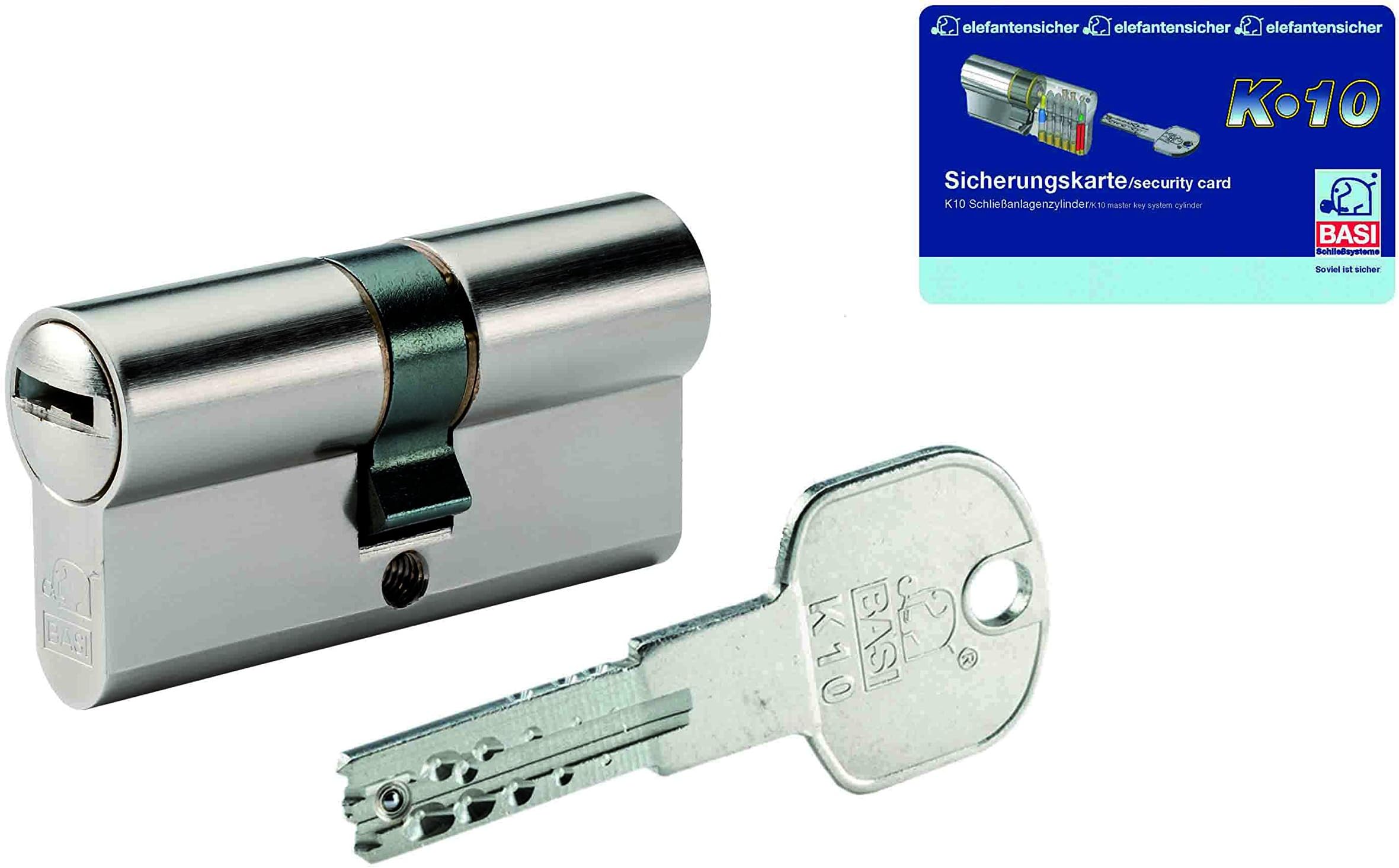 Locking Systems K10 Double Cylinder 30/65 mm with 3 Keys and Security Card, 4902-3065m
