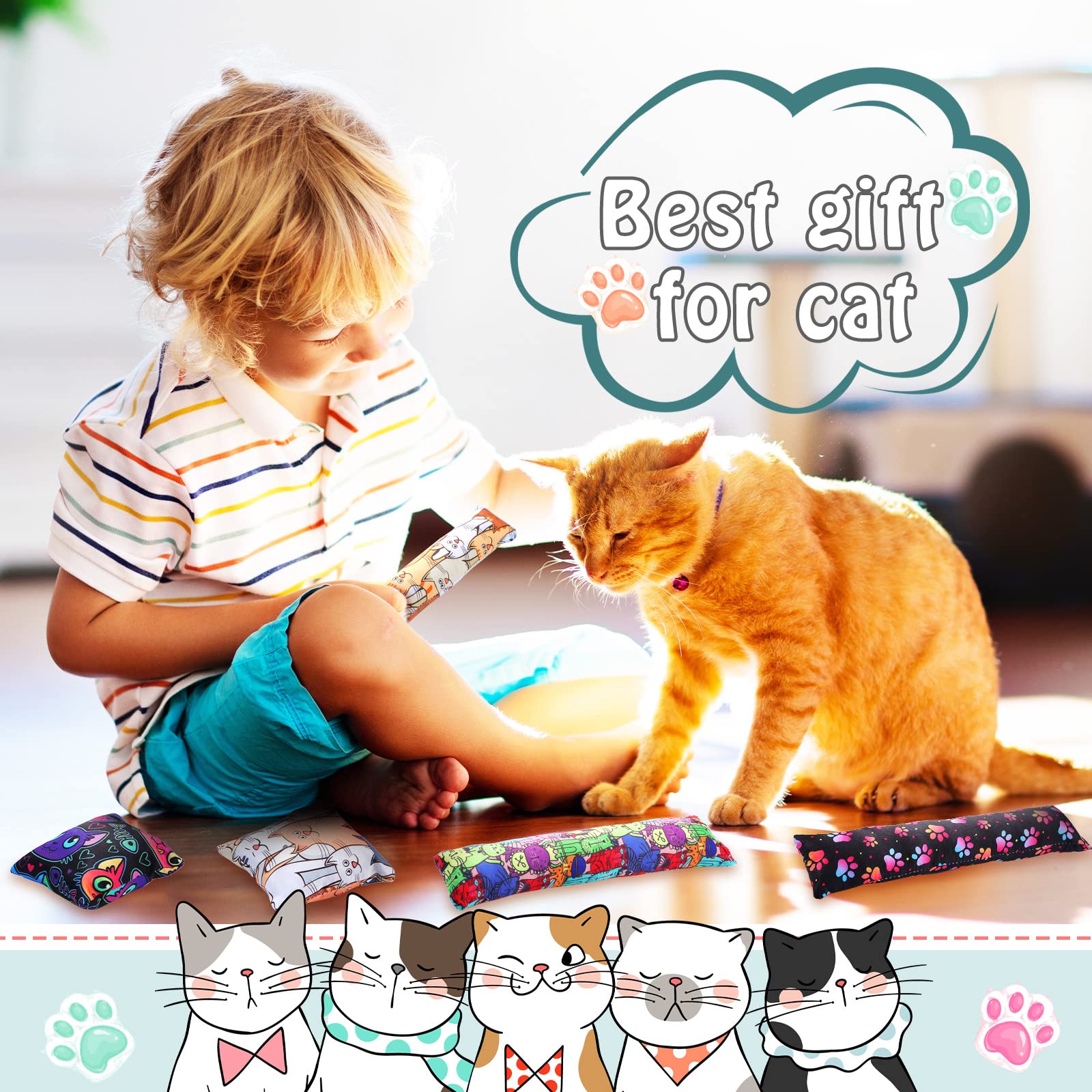 Hungdao 8 Stück Katzenminze Kicker Toys Katze Kick Sticks Interaktive Katzenminze Spielzeug Bite Resistant Cat Pillow Toys Cat Kicker Spielzeug für Indoor Kätzchen Haustier Kaubedarf 2 Formen und 4