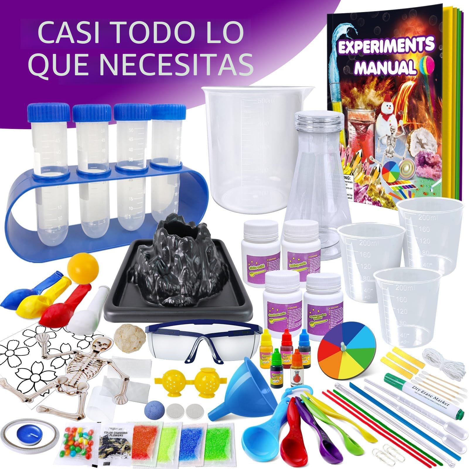 UNGLINGA 150 Kit de Experimentos Científicos para Niños, Juguete Stem Educativo Científicos, Químico Laboratorio Set, Ideas de Regalo de cumpleaños, Erupcion Volcán