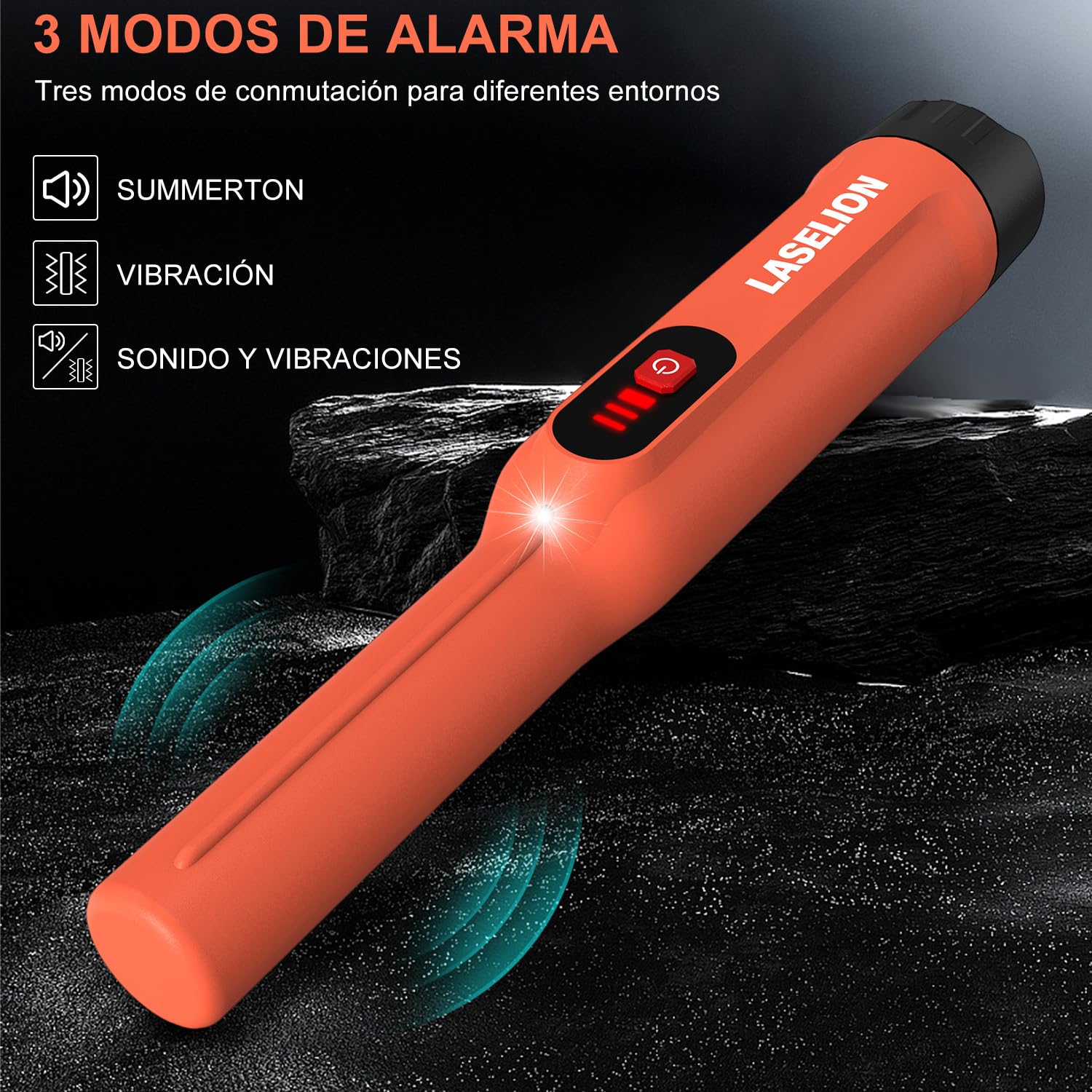 Pinpointer Detector de Metales, LASELION MD01 Portátil IP68 Impermeable, Pinpointer de Mano con Batería de 9V, Riñonera y Cordón, 360°Precisión Exploración
