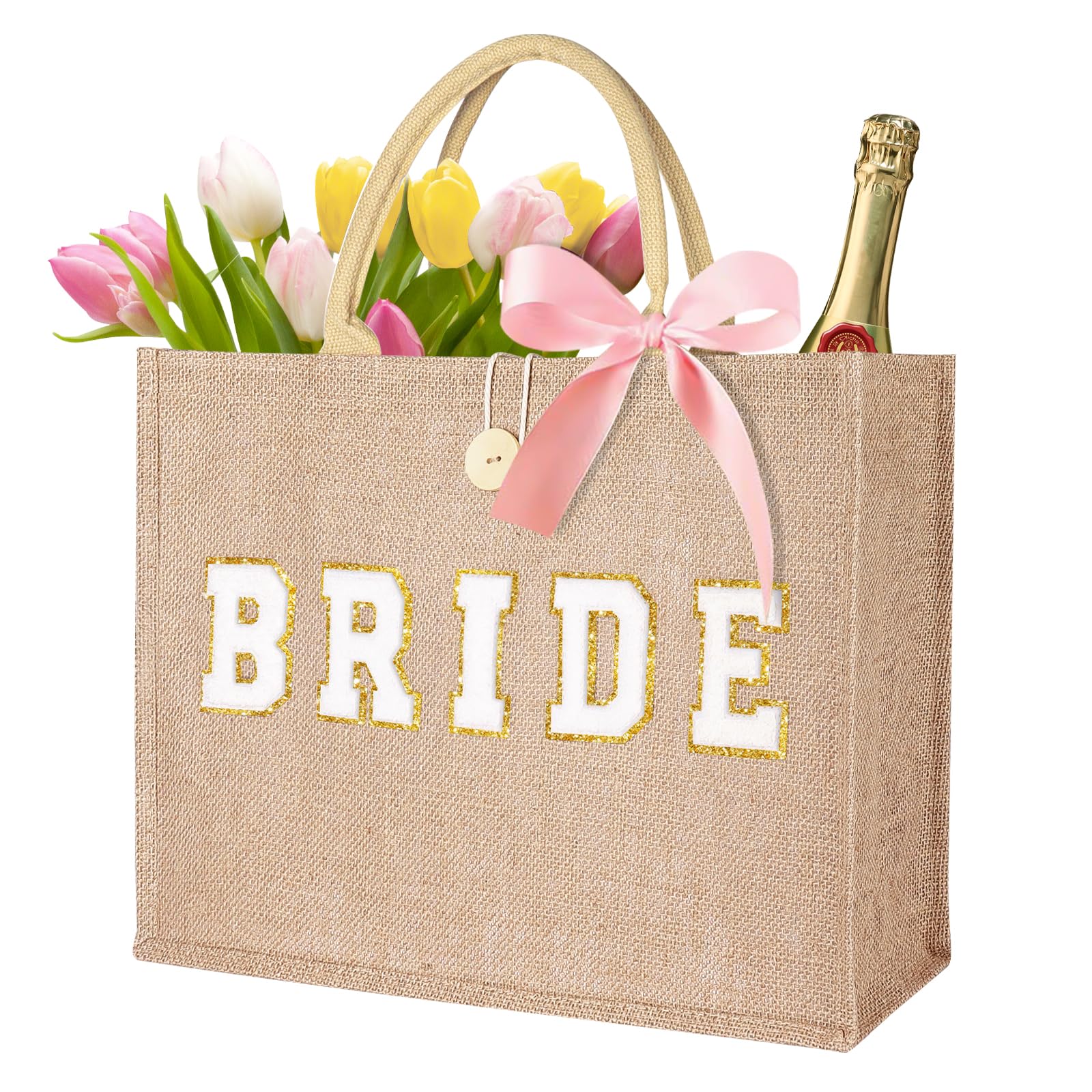 JUSTOTRY Bride Bag - Bride to Be Gifts Personalized for Bachelorette Party Bridal Shower Wedding Honeymoon Gift Bag