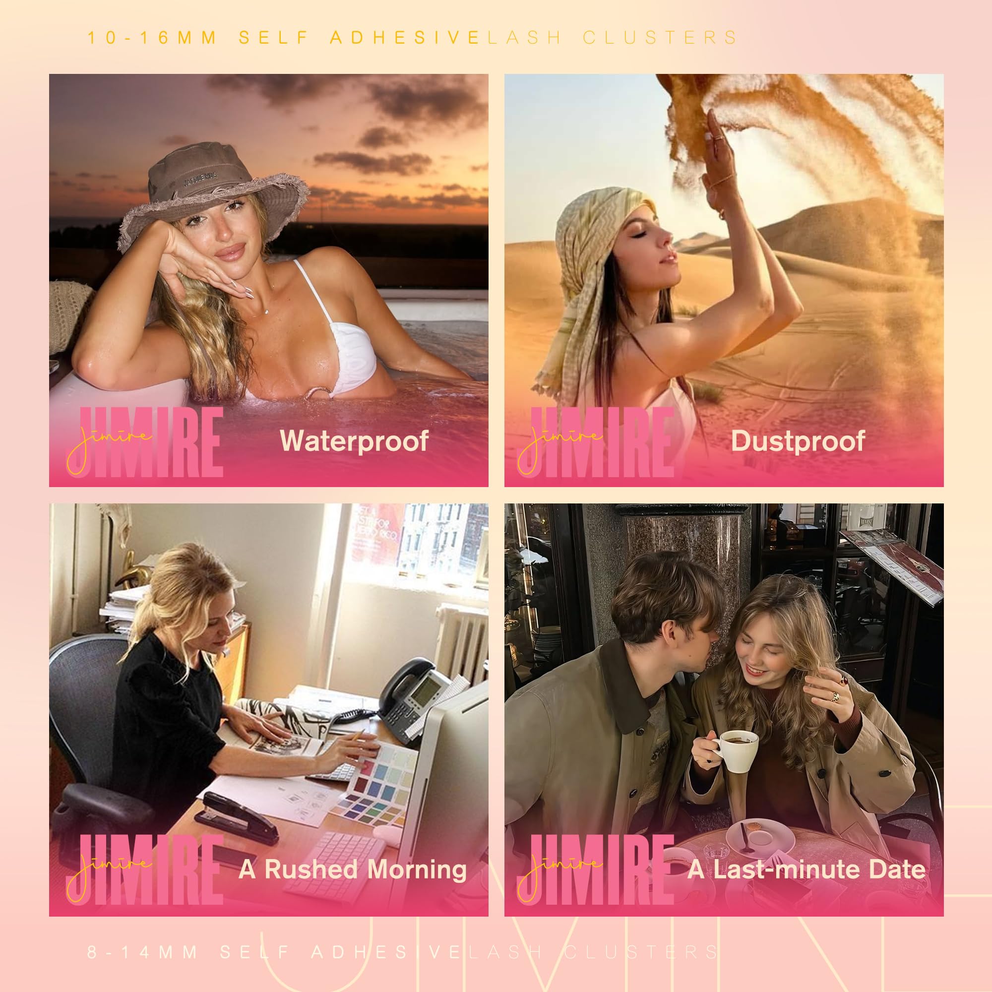 Fairy Self Adhesive Eyelashes Wispy Lash Clusters with Glue Press on Lashes Reusable Self Adhesive Manga Lash Clusters 8-14MM Pre-Glued Eyelashes Clusters Easy to Apply Beginners Friendly by JIMIRE