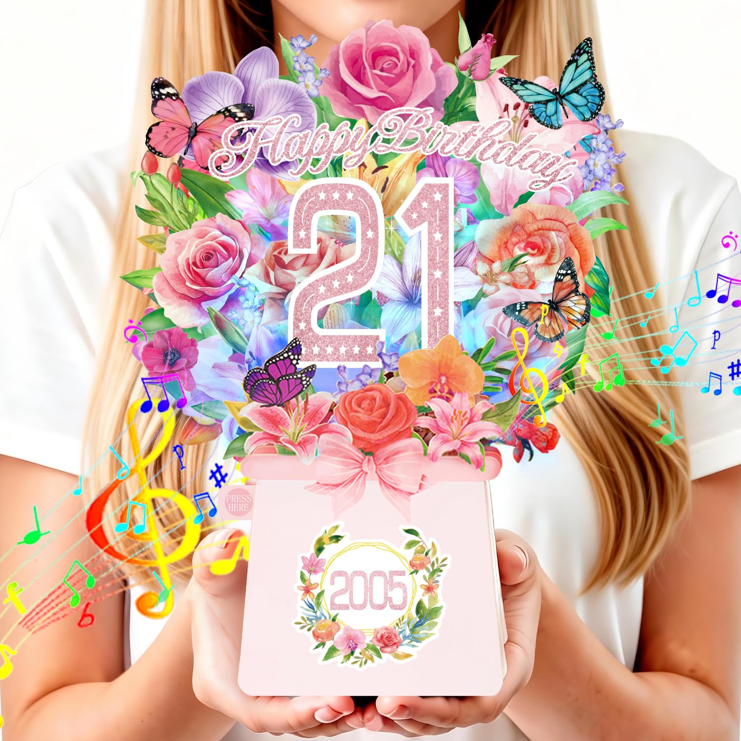 21st Birthday Cards, Light and Music 21 Years Old Happy Birthday Card