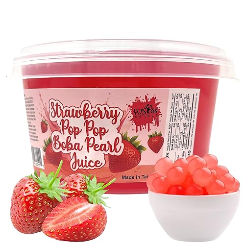 Fusion Select Strawberry Popping Boba Pearls Bursting Boba For Fruit Tea Dessert Toppings 450 Grams - 450 grams - Strawberry