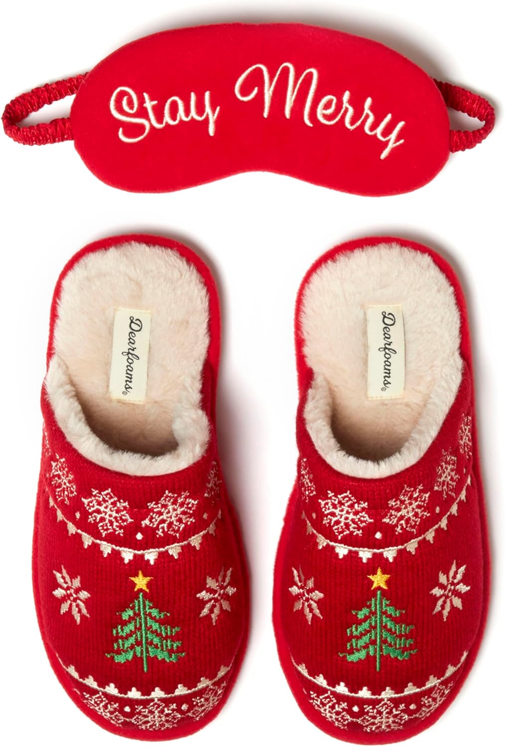 Dearfoams Women's Novelty Scuff with Eye Mask Slipper