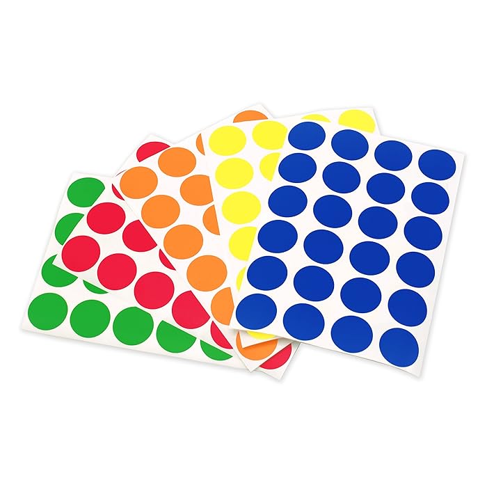 Buy ChromaLabel 0.75 Inch Permanent Color Code Dot Labels on Sheets, 5
