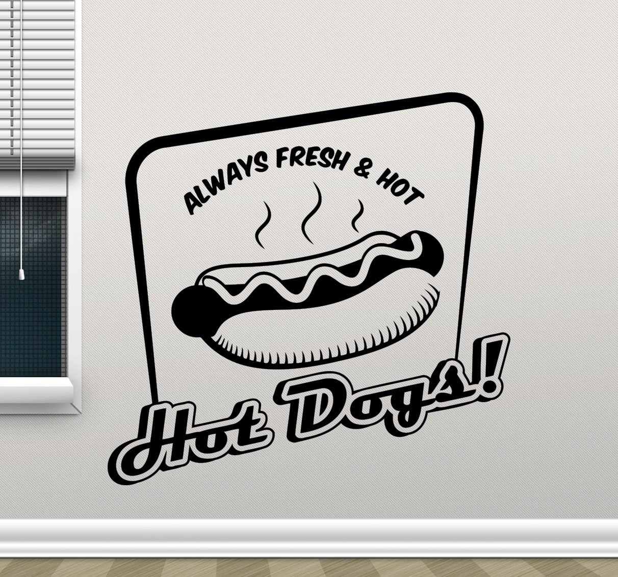 Hot Dog Logo Wall Decal Cafe Restaurant Vinyl Sticker Supermarket Kitchen Wall Art Design Fast Food Store Wall Decor Housewares Bedroom Decor Removable Wall Mural 37xxx