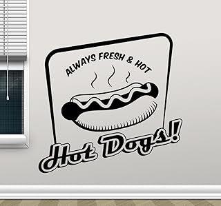 Hot Dog Logo Wall Decal Cafe Restaurant Vinyl Sticker Supermarket Kitchen Wall Art Design Fast Food Store Wall Decor Housewares Bedroom Decor Removable Wall Mural 37xxx