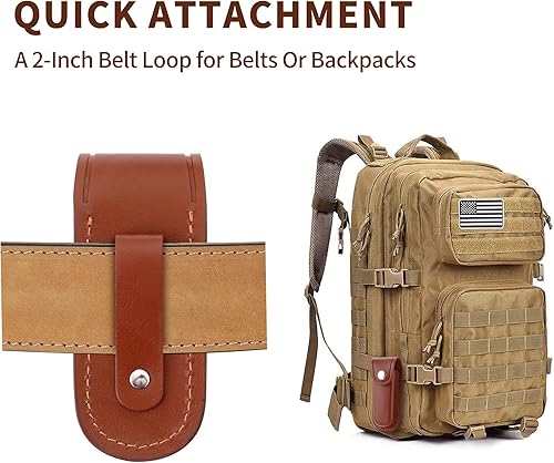 Miniatura 3 de Funda para cuchillo de bolsillo, estuche plegable para cuchillos EDC de 4 pulgadas, funda portátil de cuero para cuchillos con cierre a presión y