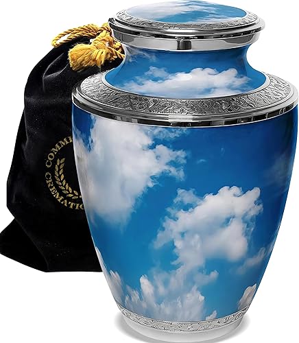 Miniatura 24 de Moonstone - Urnas de cremación azul para cenizas humanas, hombres adultos, para funeral u hogar. Urnas de cremación para hombres adultos, urnas