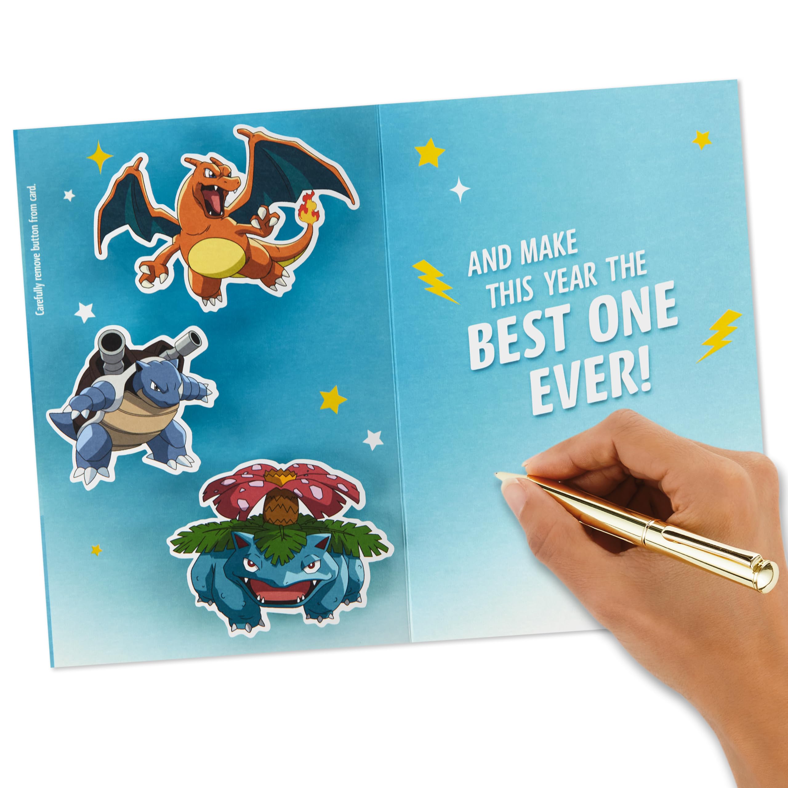 Hallmark Pokémon Kids Birthday Card with Button (Celebrate Like a Champion) for Son, Daughter, Grandchild