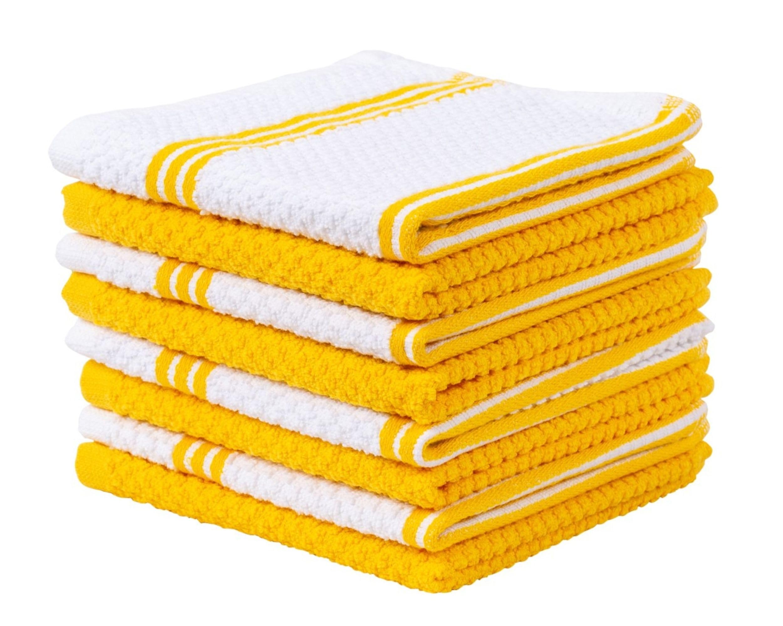Living Fashions Yellow 8 Pack Dish Cloths For Washing Dishes - 100% Cotton Absorbent Dish Towels Size 12" X 12" - Perfect Rags For Washing Dishes - Kitchen Rags And Washcloths For Dishes (Yellow)