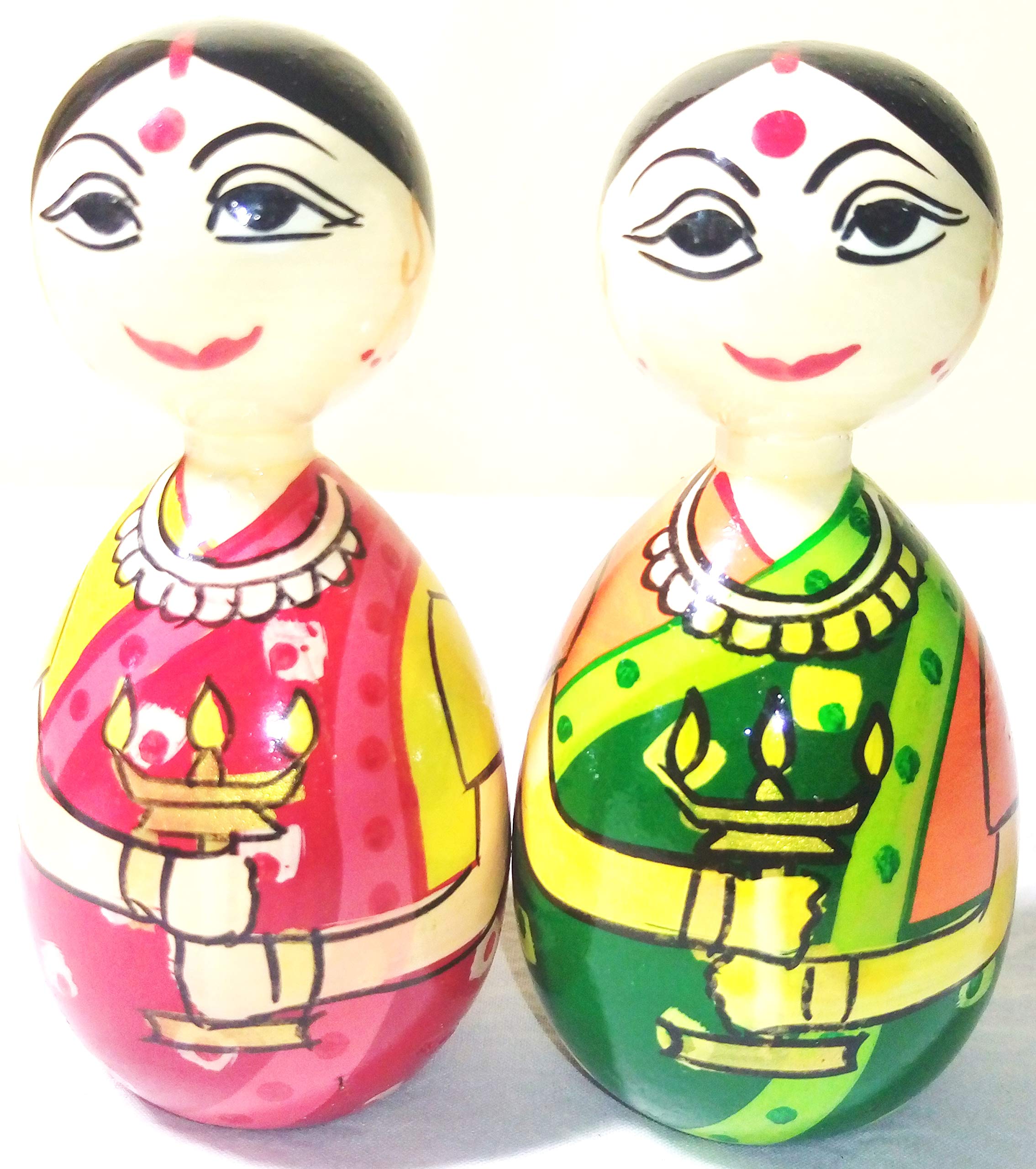 Crafts India® Handcrafted channapatna Wooden Lamp Ladies, DEEPA & DEEPTHI Dolls, Big (Assorted) 2pcs - 12 cms (B087Z4PYV2) Amazon Price History, Amazon Price Tracker