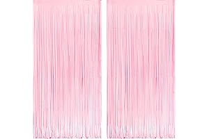 GREATRIL Pastel Pink Party Backdrop - 3.2ft X 8.2ft Pink Foil Fringe...