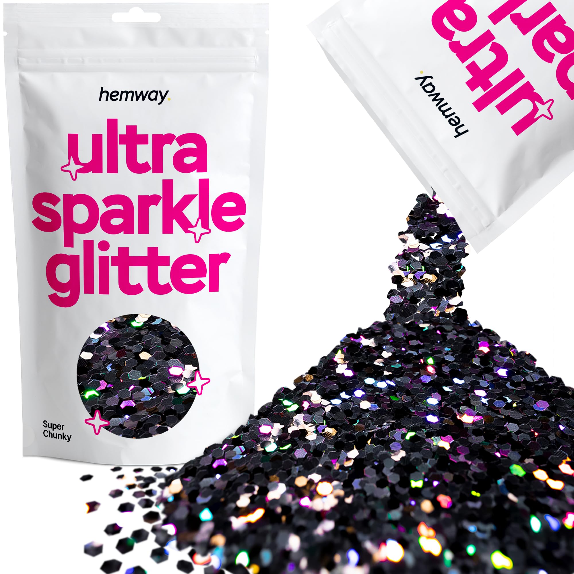 Hemway Ultra Sparkle Glitter Baby Pink Iridescent 100g Fine | Glitter for Arts & Craft, Makeup, Nail Art, Crafting, Card Making, Sparkle Decoration — view 199