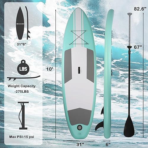 Miniatura 2 de Inflatable Paddle Boards with Non-Slip Deck, Ultra-Light Stand Up Paddle Board Surf Board with Accessories & Carry Bag, Wide Stable Design for