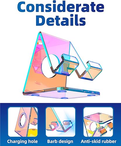 Miniatura 7 de TOPGO Soporte acrílico para teléfono, soporte transparente para escritorio de oficina, tocador, encimera de cocina, mesita de noche, compatible con