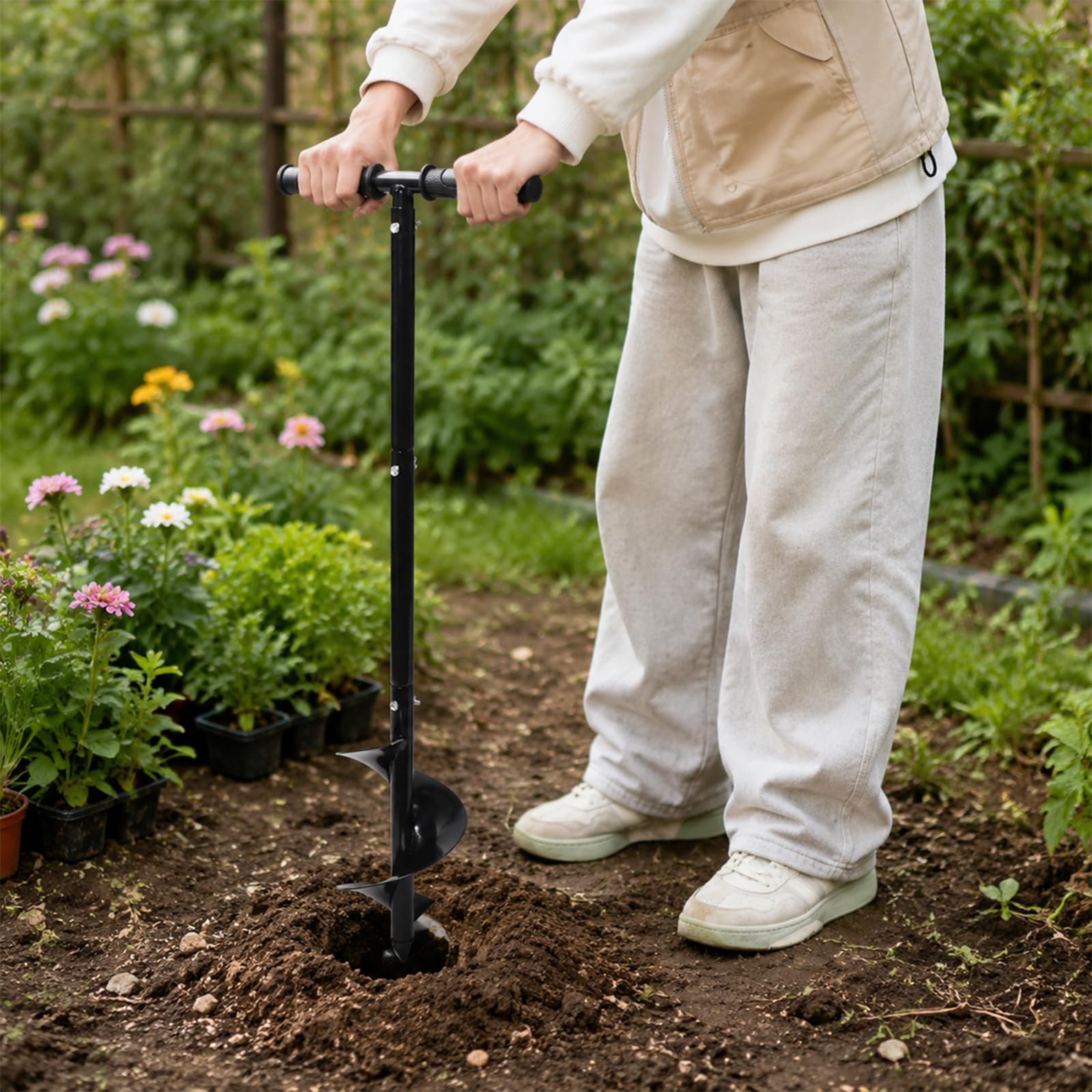 Handbetriebene Gartenerdbohrer 15x85cm Erdbohrer Hand Spiralschnecke