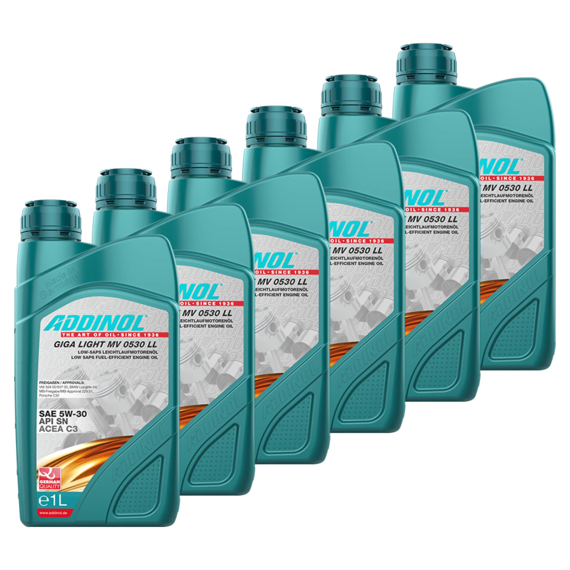 Addinol 6X Motoröl Motorenöl Motor Motoren Motor Oil Engine Oil Benzin Diesel 5W-30 Giga Light Mv 0530 Ll Longlife 1L