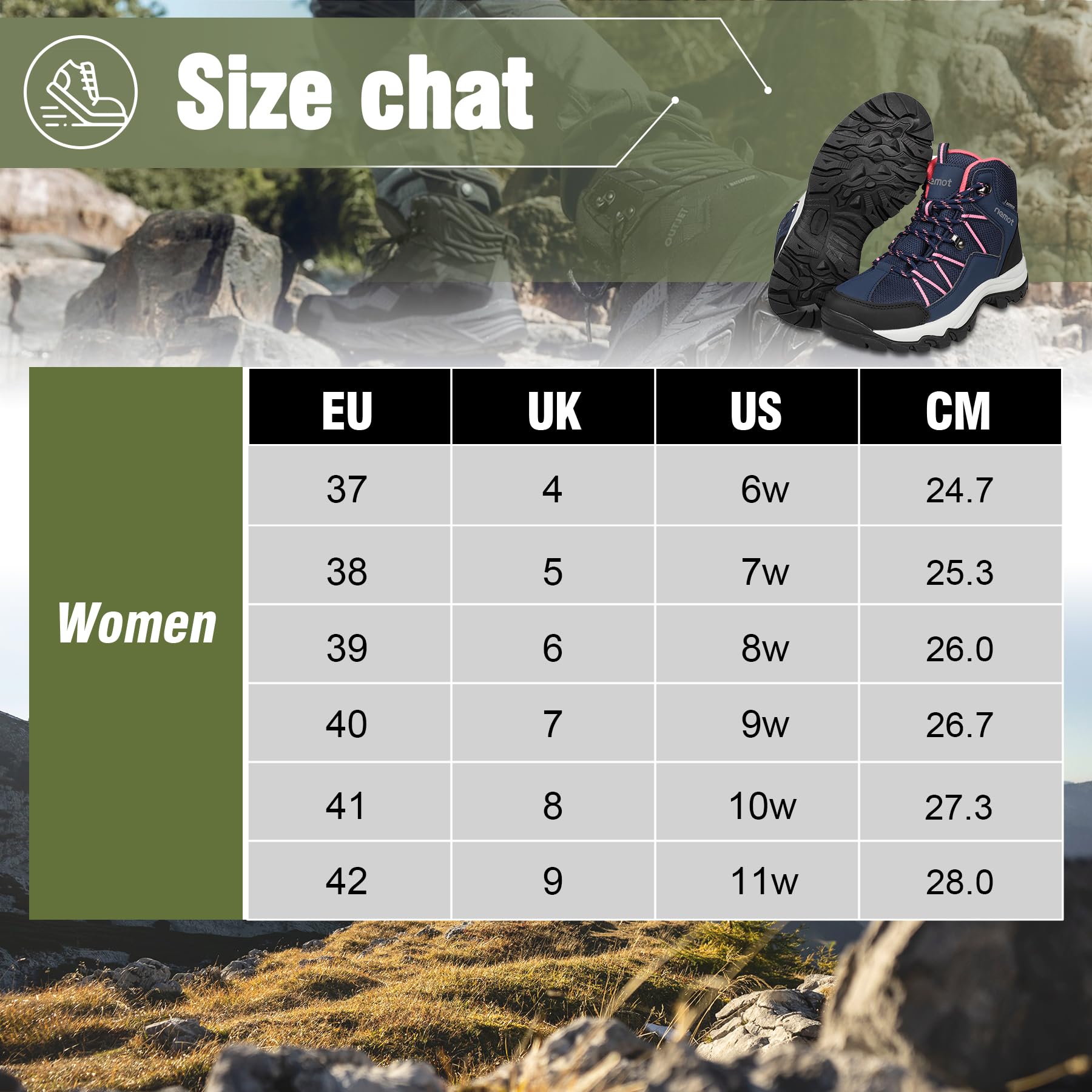 riemot Chaussures de Randonnée Femme Légères Chaussures de Marche Montantes Respirantes Antidérapantes Confort Amorti pour Trekking Sport Marche Camping Protection Outdoor