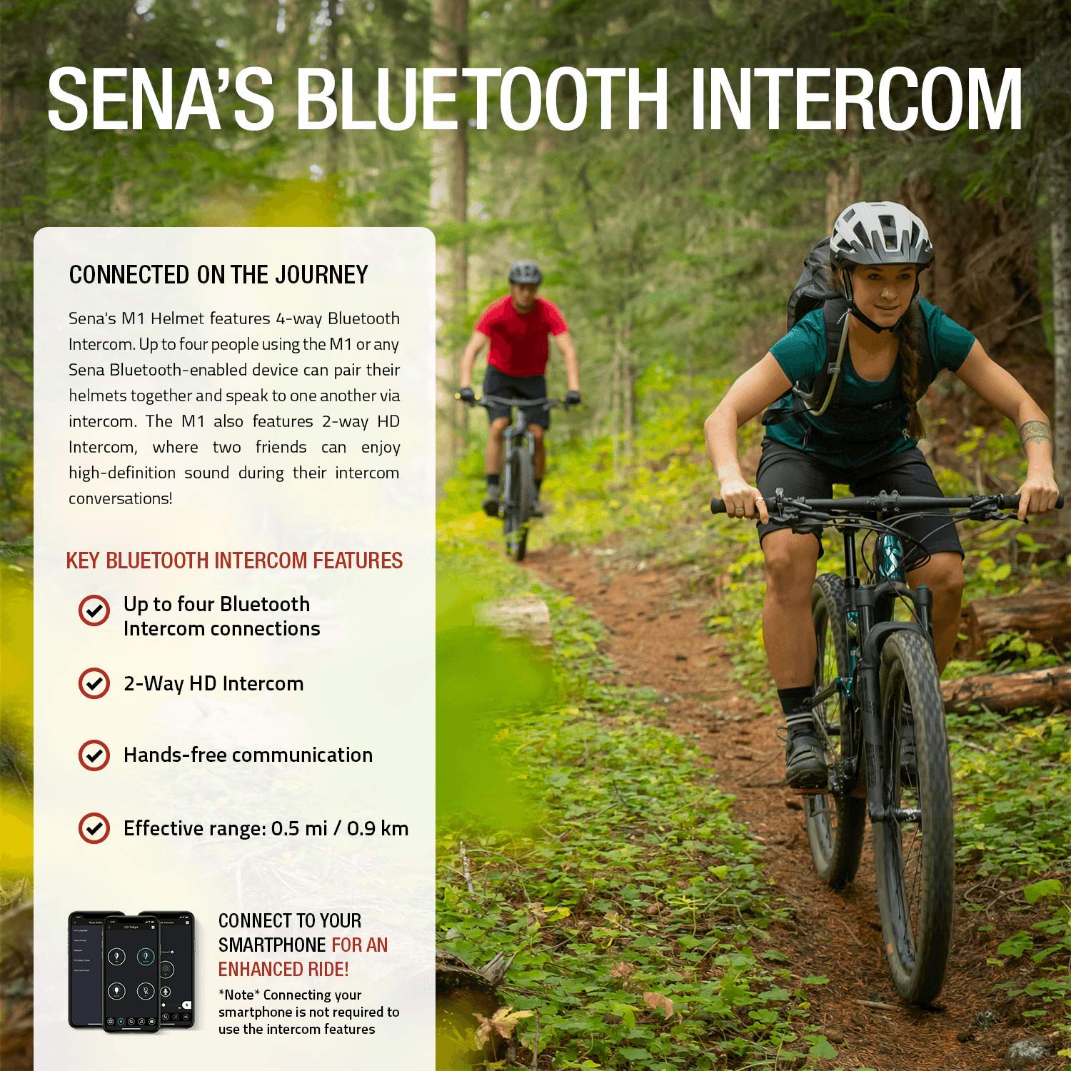 Sena M1/M1 EVO - Smart Helmet da Mountain Bike (M1, Nero opaco, L)