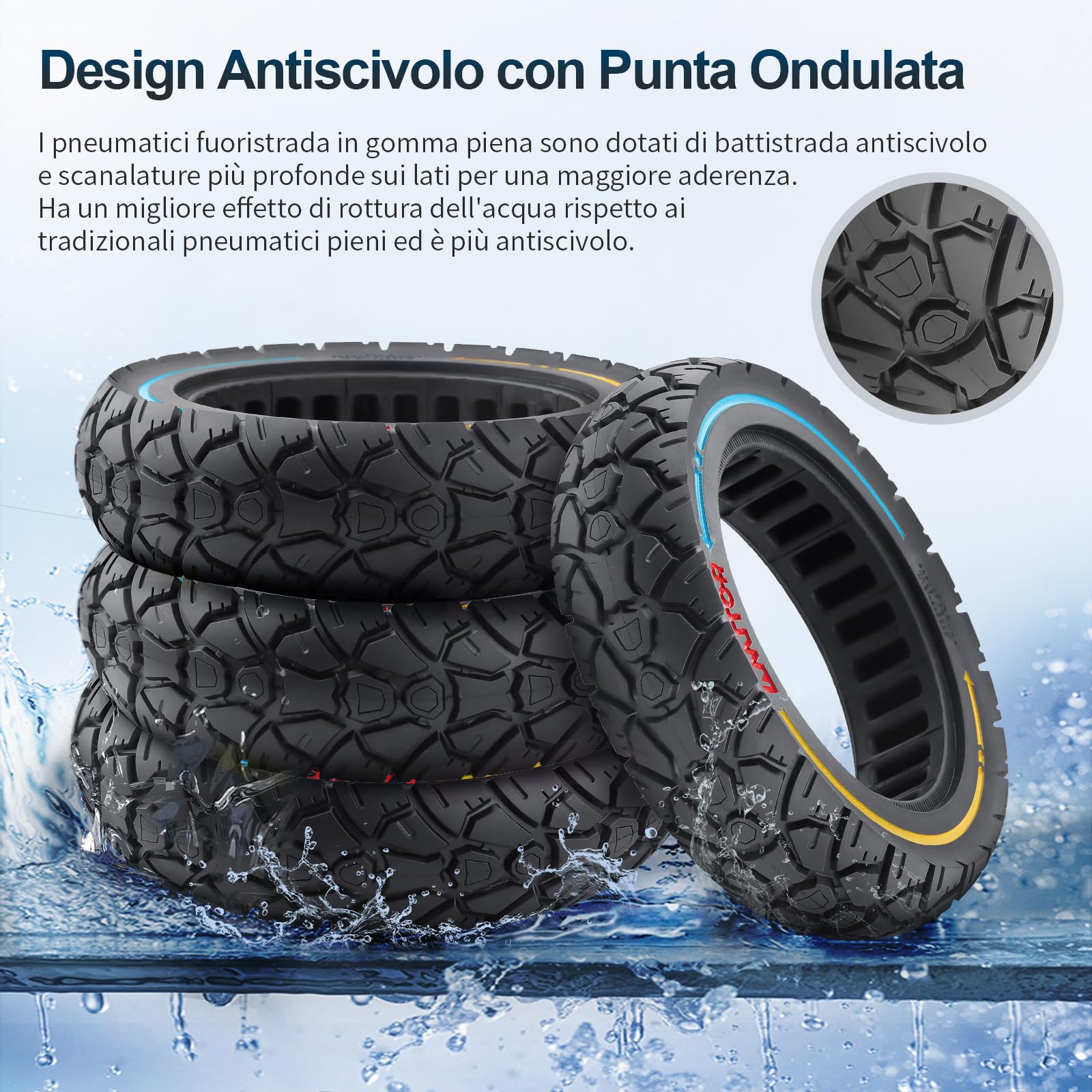 8,5 × 2,0 (230 × 50) Pneumatico in gomma piena 8 2/1 x 2,0 8,5" solidi per scooter elettrico Xiaomi M365 1S, Pro/Gotrax XR Pneumatico di ricambio completo antiscivolo antiforatura (2 pezzi)