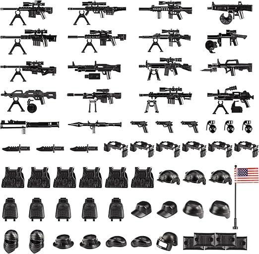 83 Pcs Toy Soldiers Figures US Army Battle Toy Set - Weapons Pack Military Weapon Battle Building Blocks Compatible with Major Brand, 3 Years Old and up