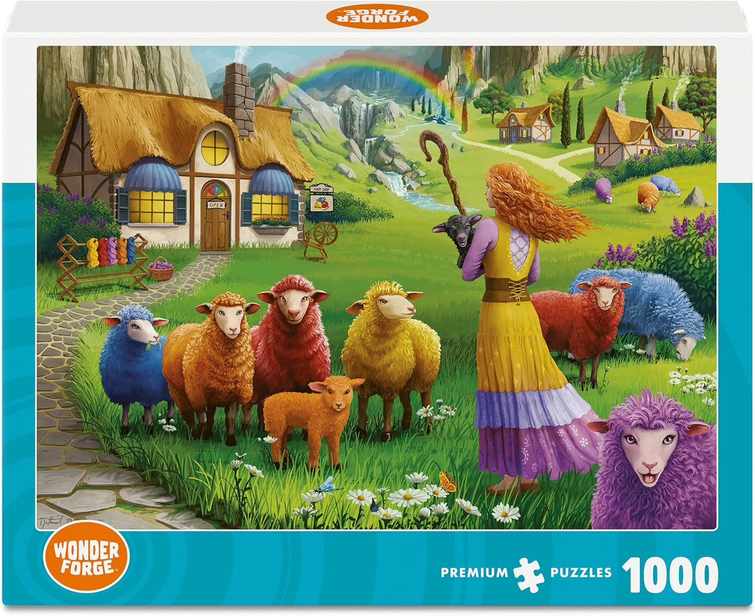 Wonder Forge Happy Sheep Yarn Shop 1000 Piece Jigsaw Puzzle for Adults | Unique, Perfectly-Fitting Pieces | Fun, Vibrant Imagery | Amazon Exclusive