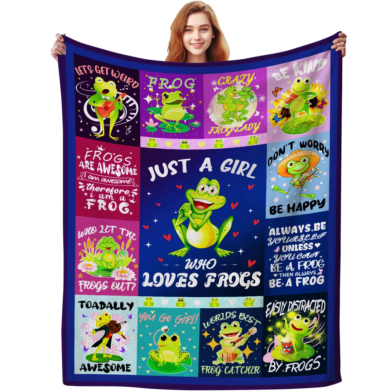 Zabaobo Women's Frog Blanket Gifts For Girls,S Stuff Throw Blankets,Cute S Themed Gifts For Lovers 80"X 60"Inch