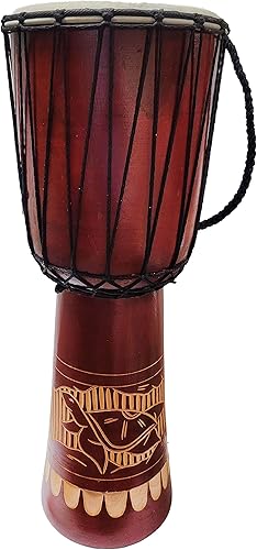 Miniatura 77 de Djembe Drum Carved Bongo música de inspiración africana también una idea única para regalar. Carver Abstract Elephant Giraffe Turtle.