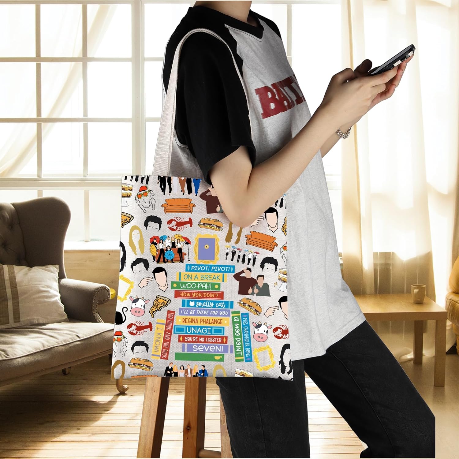 ENSIANTH TV Show Inspired Tote Bag Friend Shoulder Bag Sitcom Television Lobster Friends Party Gift Best Friends Gift (book Friend bag) - Image 6