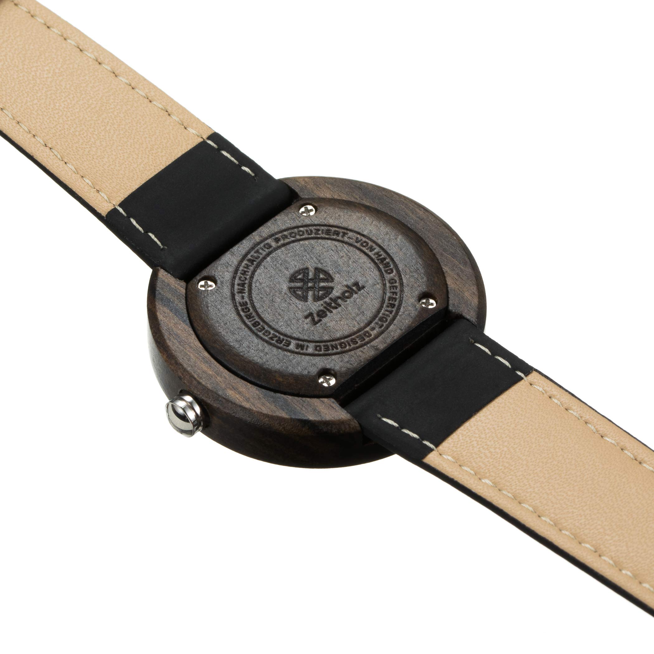 Orologio in Legno Unisex - Modello Sebnitz, Fatto a Mano da Sandalo Naturale 100% con Movimento al Quarzo - Orologio Ligneo Analogico Leggero per Uomo e Donna - Cinturino Regolabile
