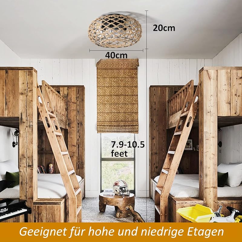 hummst 40 cm Mennyezeti Ventilátor Lámpával és Távirányítóval, Csendes, 6 Fokozat