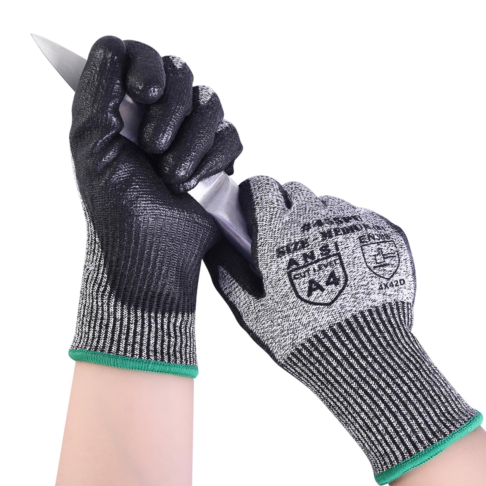AovYoo Cut Resistant Safety Work Gloves ANSI A4 Touchscreen PU Grip Size M