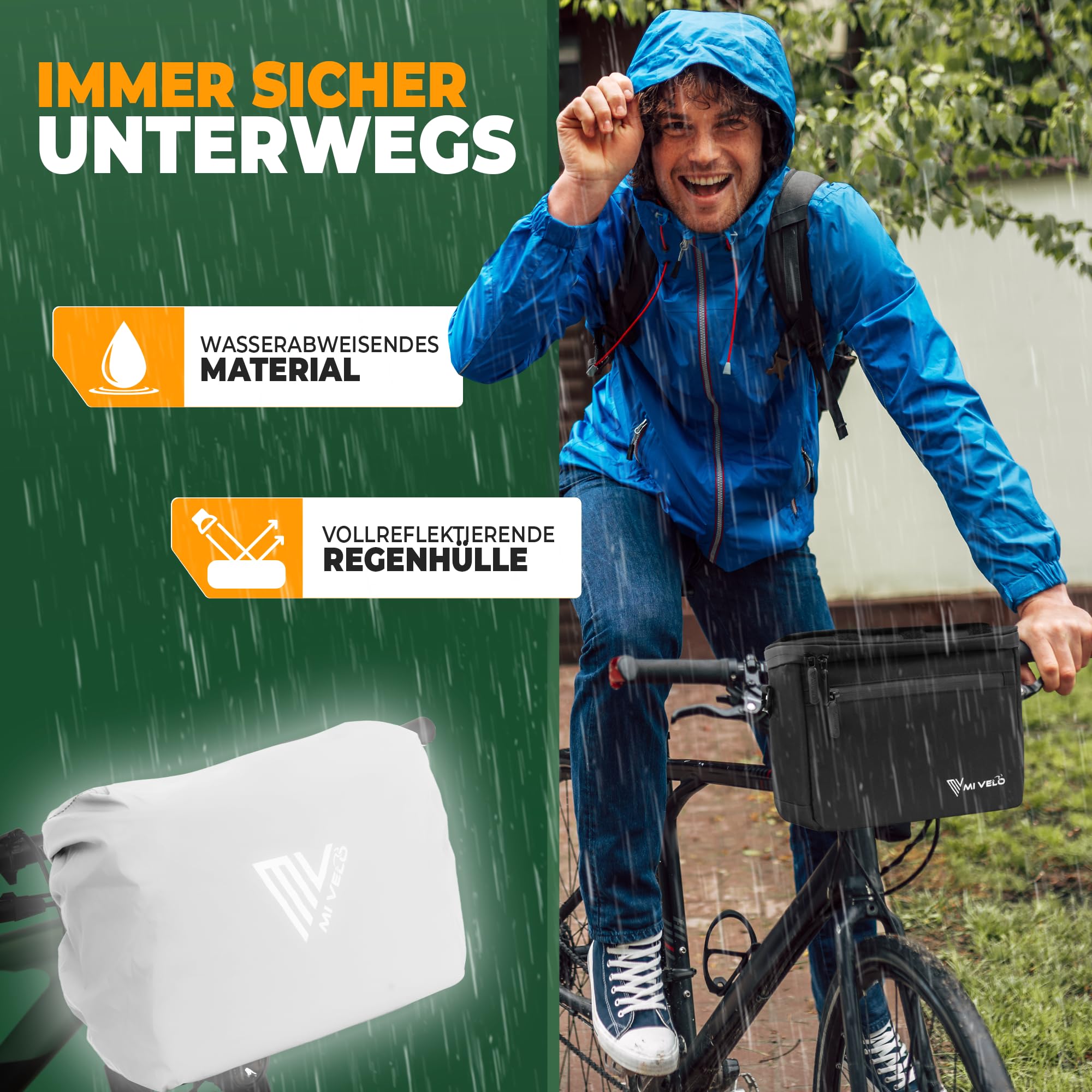 MIVELO Sacoche de guidon de vélo imperméable et spacieuse, compatible avec vélo électrique, avec compartiment pour téléphone portable (noir)