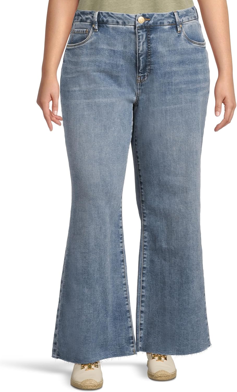 KUT from the Kloth Womens Plus Size Meg High Rise Fab Ab Wide Leg Raw Hem-Long Inseam