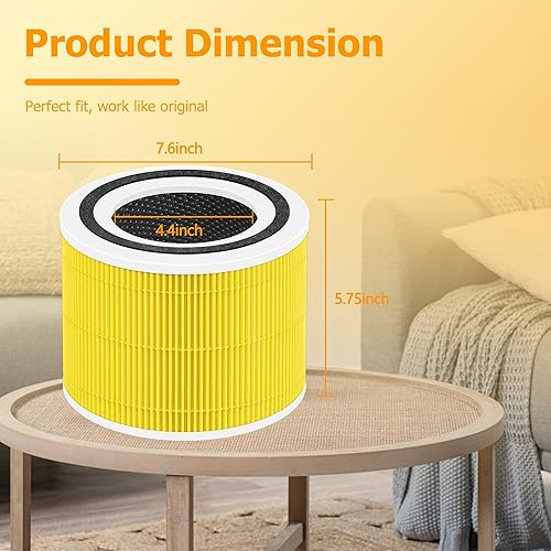 Miniatura 10 de Filtro de repuesto Core 300 para LEVOIT Core 300 y Core 300S, 3 en 1 H13 True HEPA, carbón activado de alta eficiencia, Core 300-RF-PA, paquete de